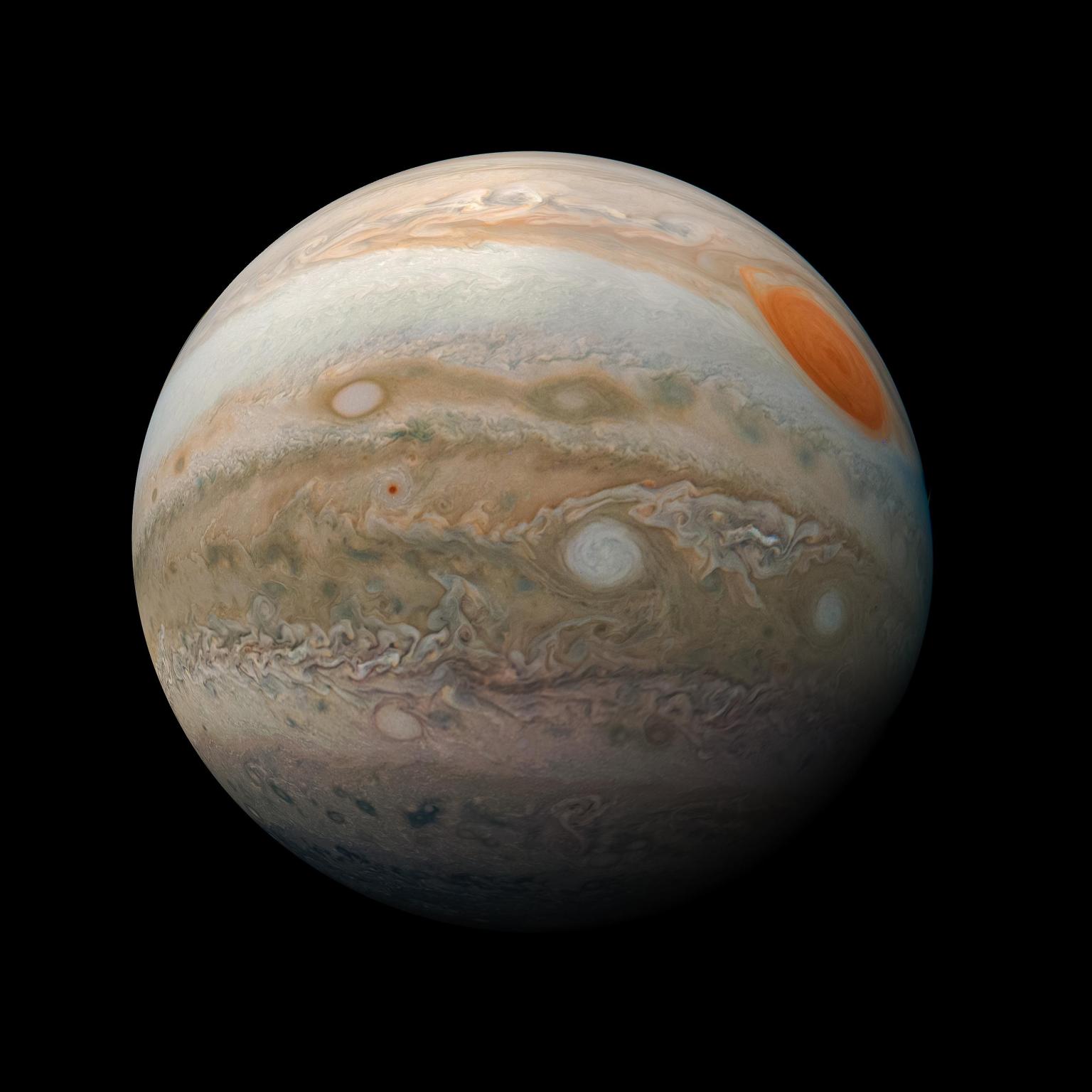 Jupiter, imaged by NASA's Juno spacecraft